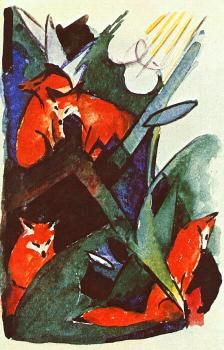 Franz Marc : Four foxes